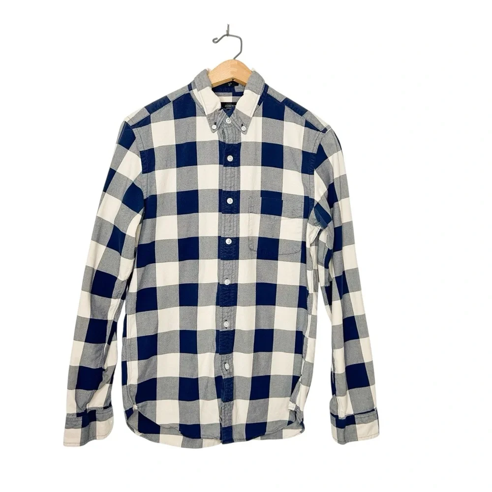 J. Crew Mens Oxford Slim Fit Long Sleeve Plaid Button Front Shirt‎ Small S